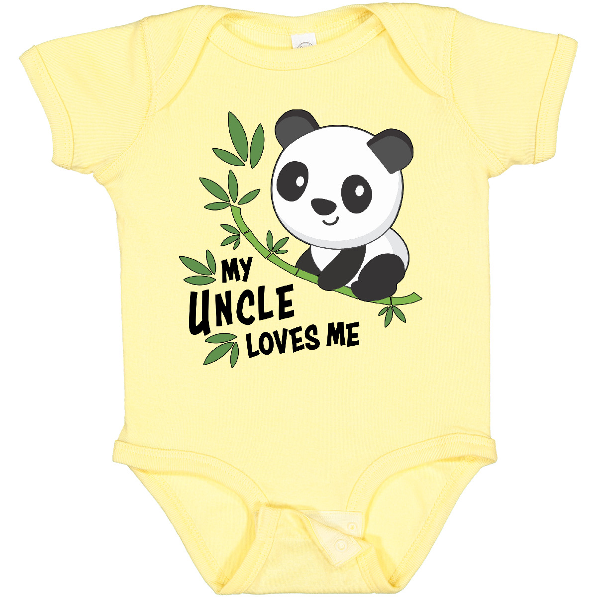 Inktastic My Uncle Loves Me- Cute Panda Baby Bodysuit Family Nephew Niece Child - Picture 2 of 9