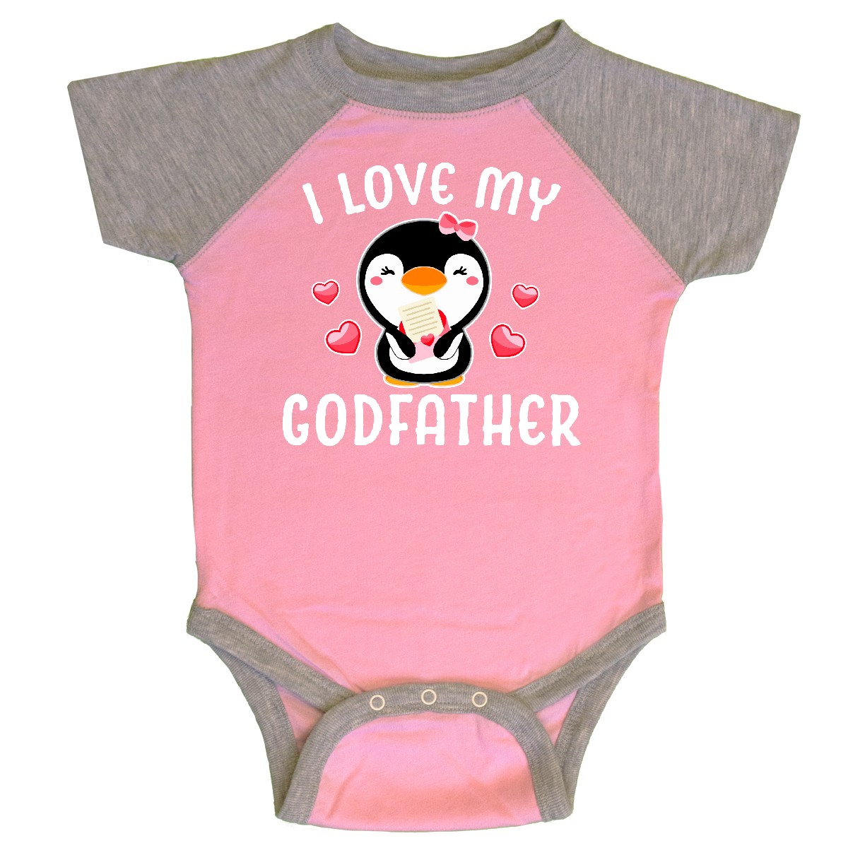 inktastic I Love My Godfather with Cute Penguin and Hearts Toddler T-Shirt