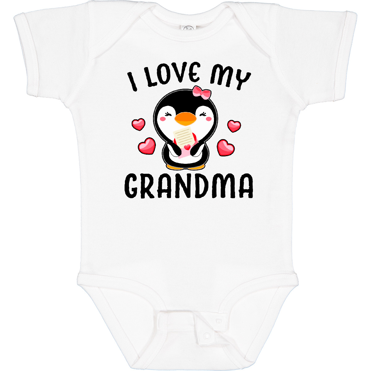Inktastic I Love My Grandma With Cute Penguin And Hearts Baby Bodysuit Day Kids - Picture 8 of 8