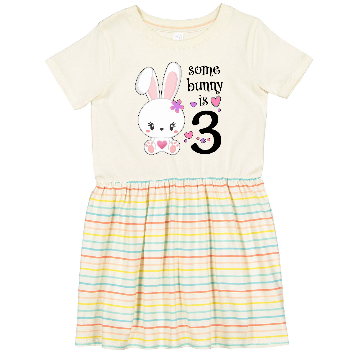 Inktastic Somebunny Is Three-Third Birthday Bunny Toddler Dress Birthdays Third - Bild 3 von 6