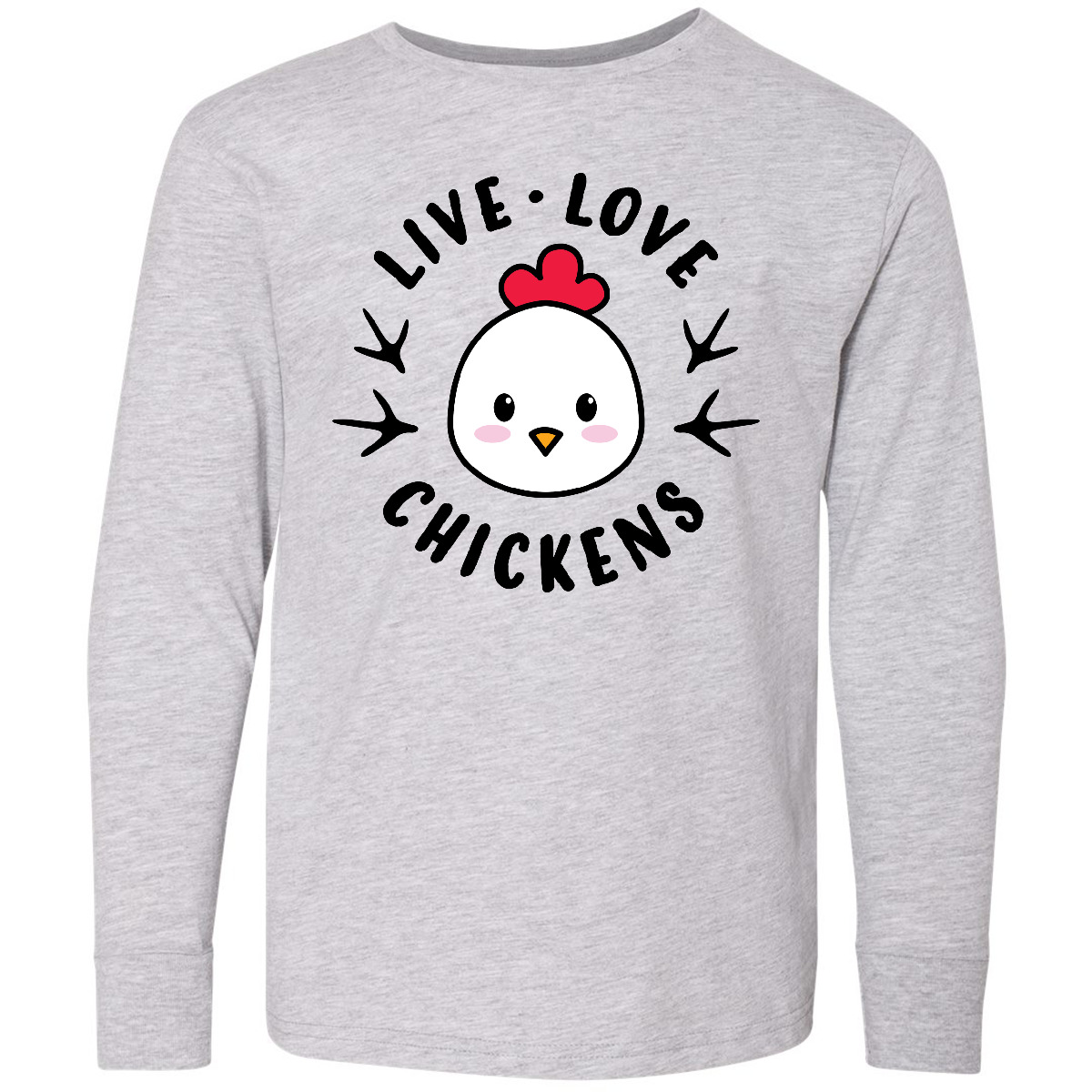 Inktastic Live Love Chickens Youth Long Sleeve T-Shirt Animals Chicken I Cute - Picture 2 of 4
