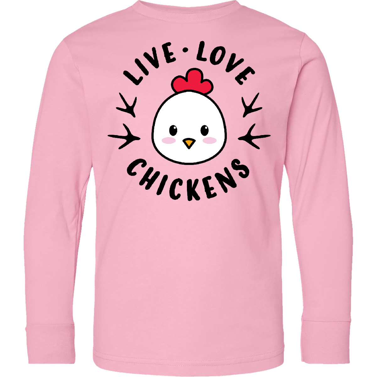 Inktastic Live Love Chickens Youth Long Sleeve T-Shirt Animals Chicken I Cute - Picture 3 of 4