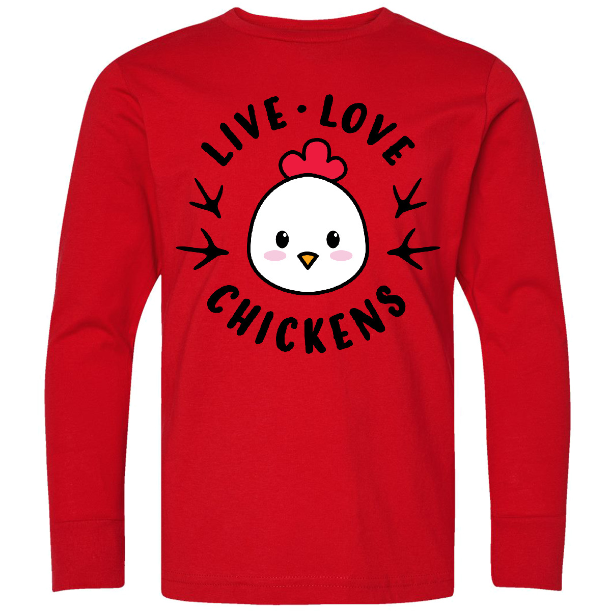Inktastic Live Love Chickens Youth Long Sleeve T-Shirt Animals Chicken I Cute - Picture 4 of 4
