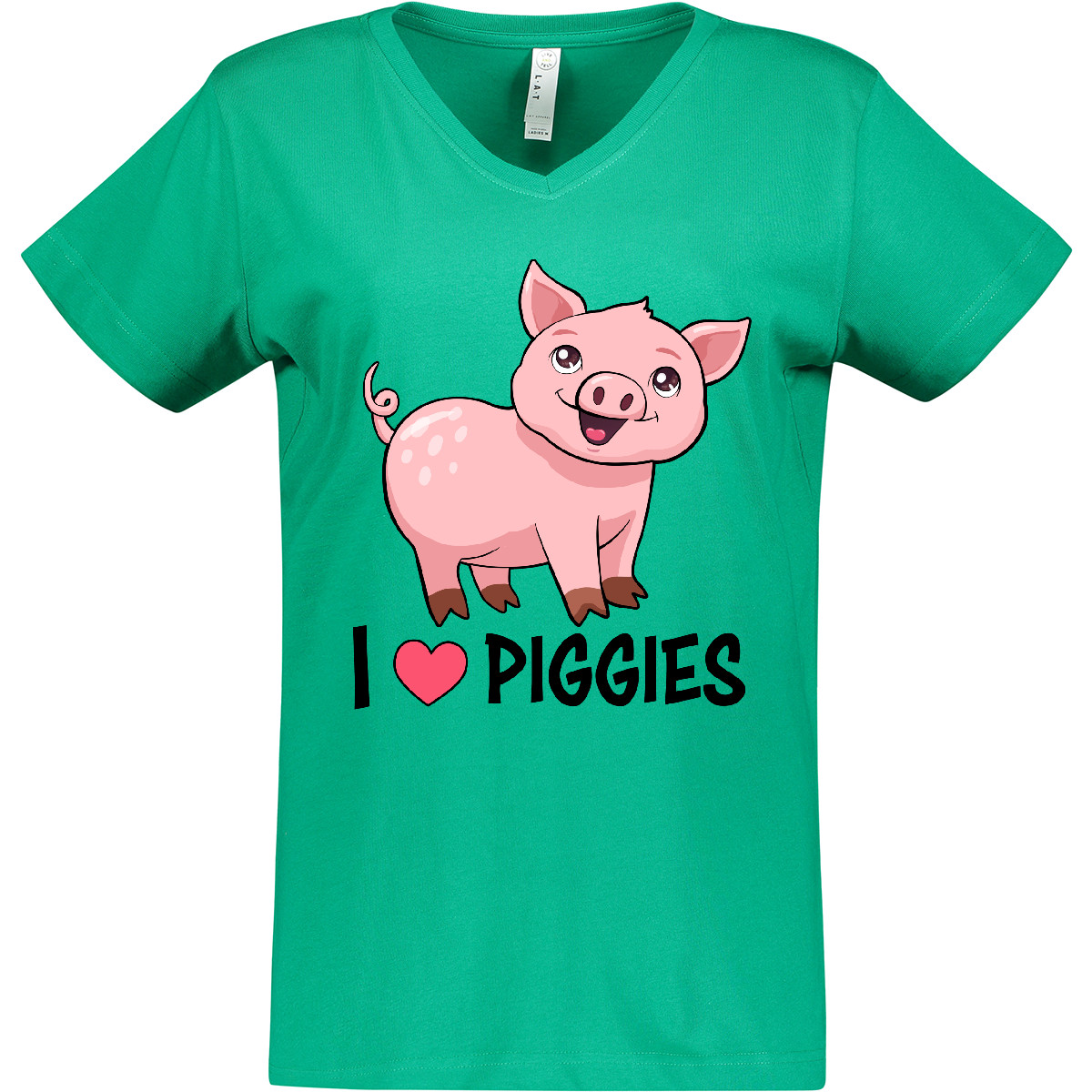 Inktastic I Love Piggies- Cute Pig Women's V-Neck T-Shirt Animals Piggy Pigs Fun - Picture 5 of 6