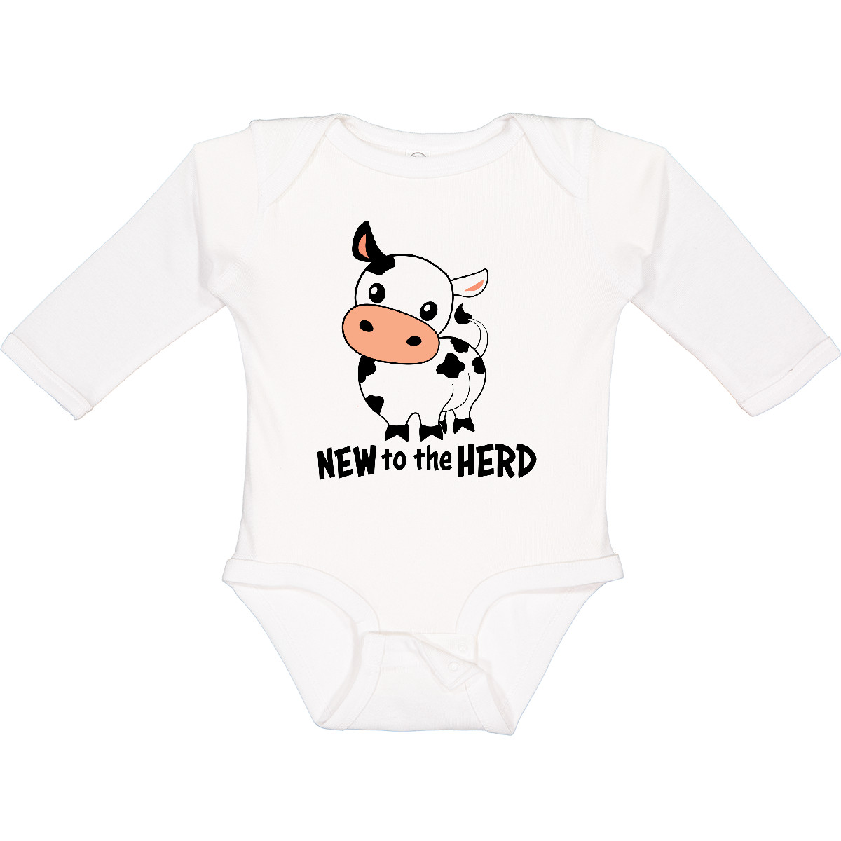 Inktastic New To The Herd Cute Cow Long Sleeve Creeper Child Children Farm Cows