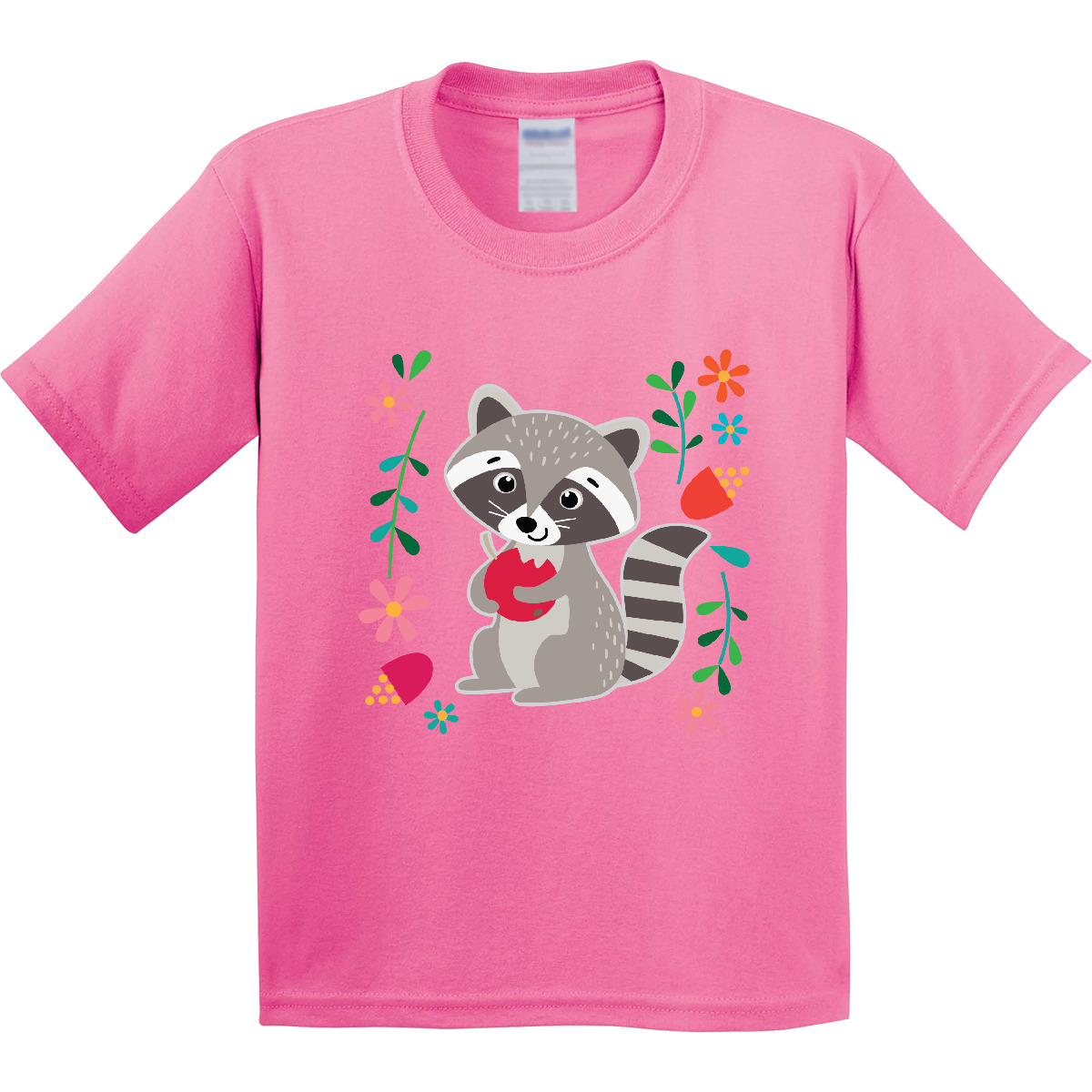 Inktastic Woodland Raccoon Spring Flowers Youth T-Shirt Animals Girls Floral Tee - Picture 2 of 10