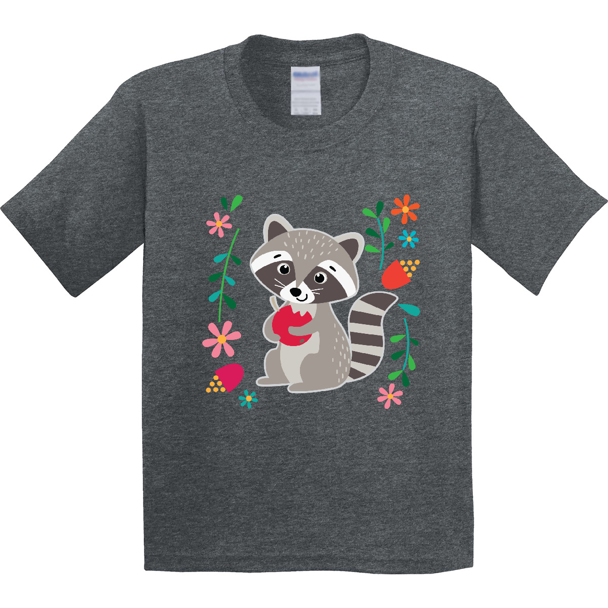 Inktastic Woodland Raccoon Spring Flowers Youth T-Shirt Animals Girls Floral Tee - Picture 7 of 10