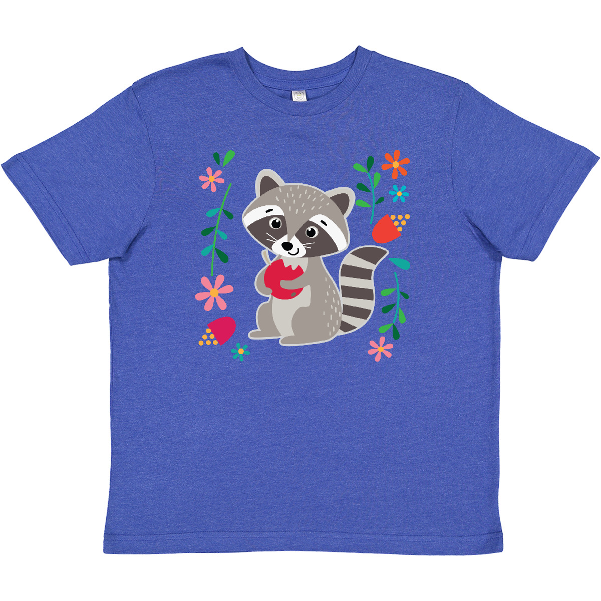 Inktastic Woodland Raccoon Spring Flowers Youth T-Shirt Animals Girls Floral Tee - Picture 9 of 10