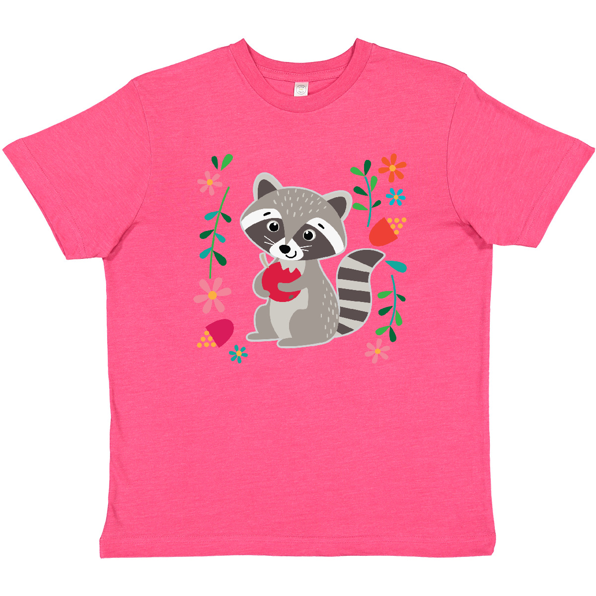 Inktastic Woodland Raccoon Spring Flowers Youth T-Shirt Animals Girls Floral Tee - Picture 8 of 10