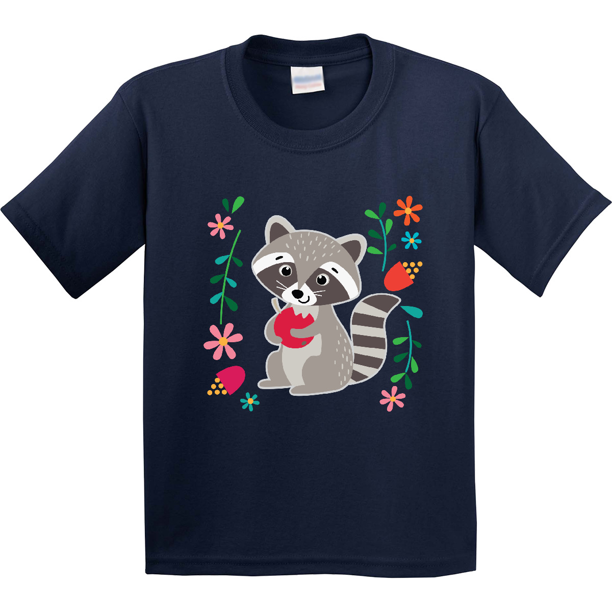 Inktastic Woodland Raccoon Spring Flowers Youth T-Shirt Animals Girls Floral Tee - Picture 5 of 10