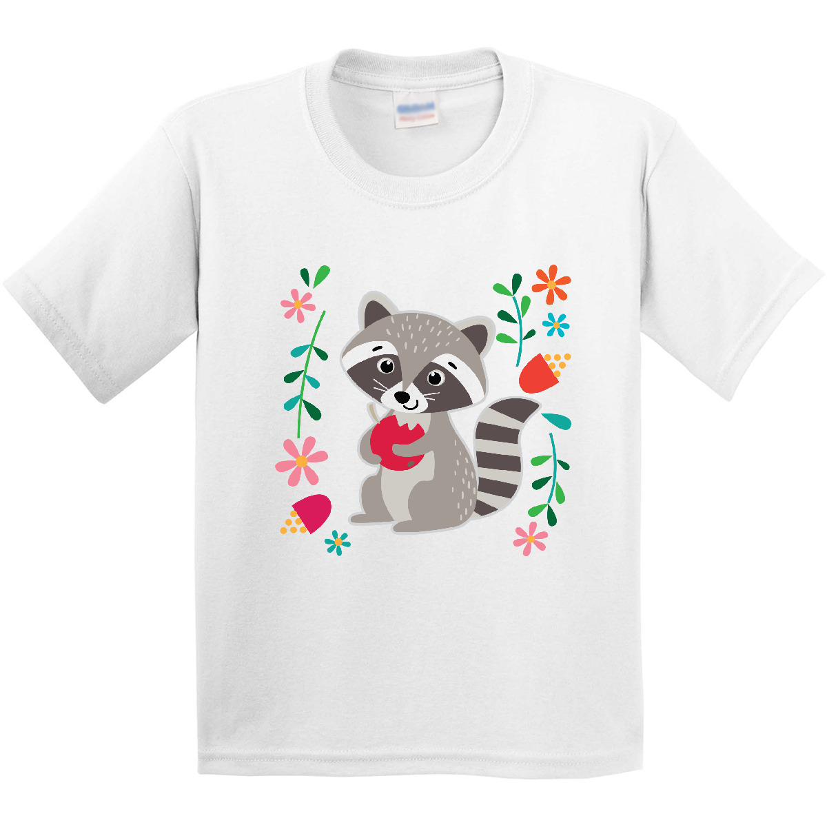 Inktastic Woodland Raccoon Spring Flowers Youth T-Shirt Animals Girls Floral Tee - Picture 10 of 10