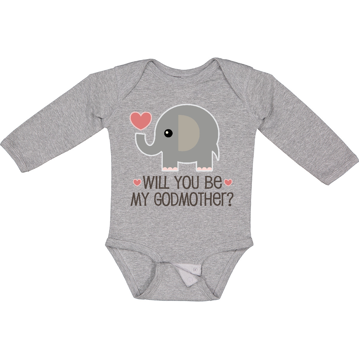 Inktastic Will You Be My Godmother Long Sleeve Creeper Godparents Announcement - Picture 3 of 9