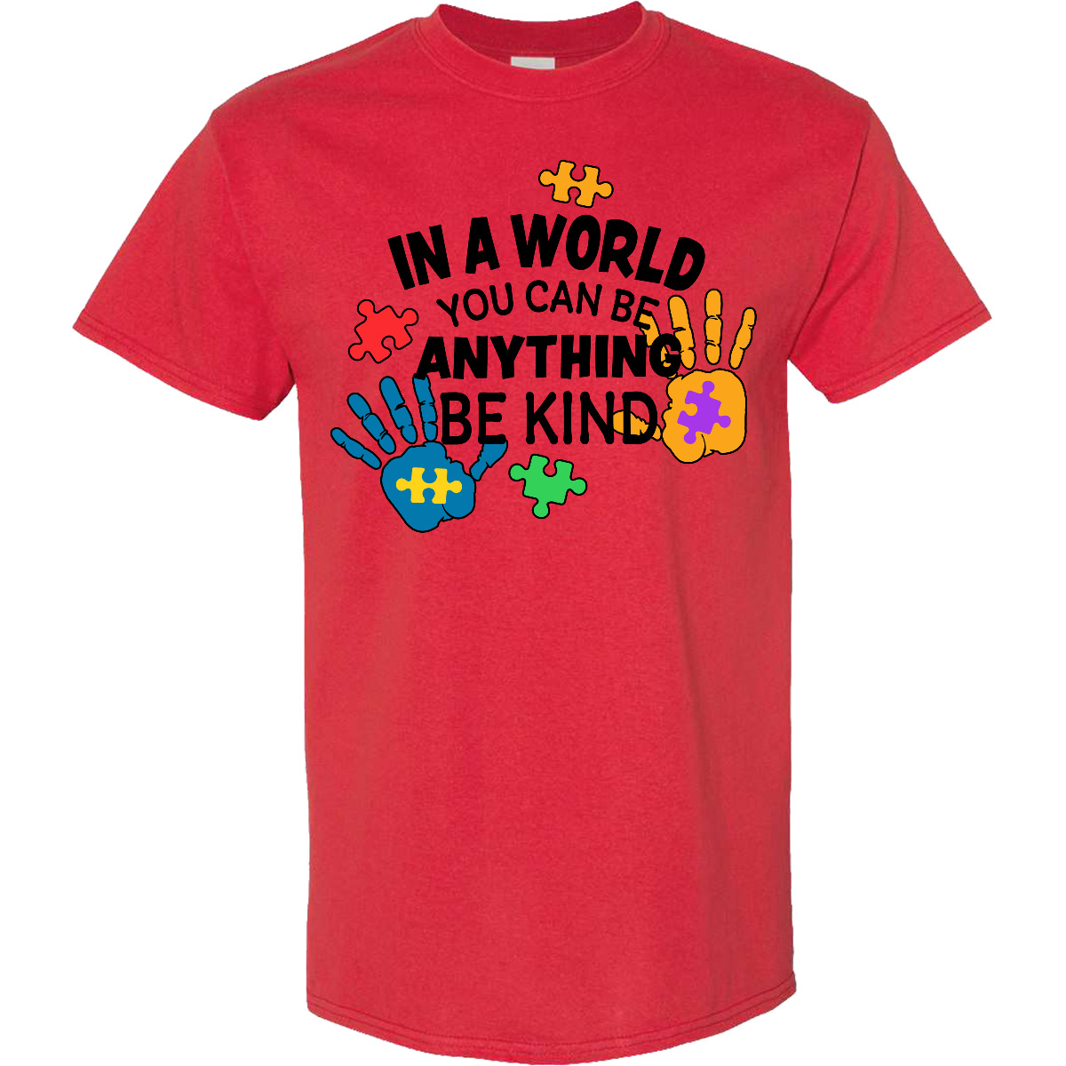 Inktastic In A World You Can Be Anything Be Kind Autism Awareness T-Shirt Puzzle
