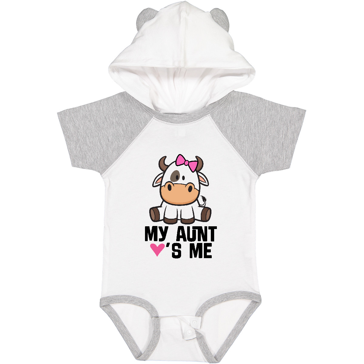Inktastic My Aunt Loves Me Girl Cow Baby Bodysuit Auntie From One-piece Infant - Photo 9/9