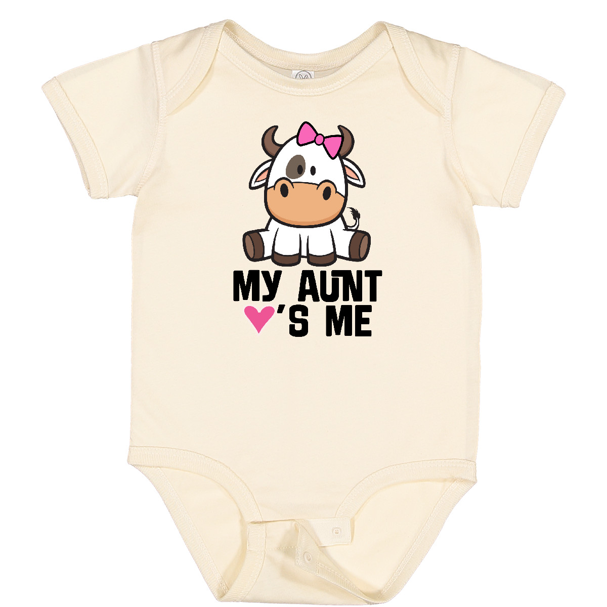 Inktastic My Aunt Loves Me Girl Cow Baby Bodysuit Auntie From One-piece Infant - Photo 7/9