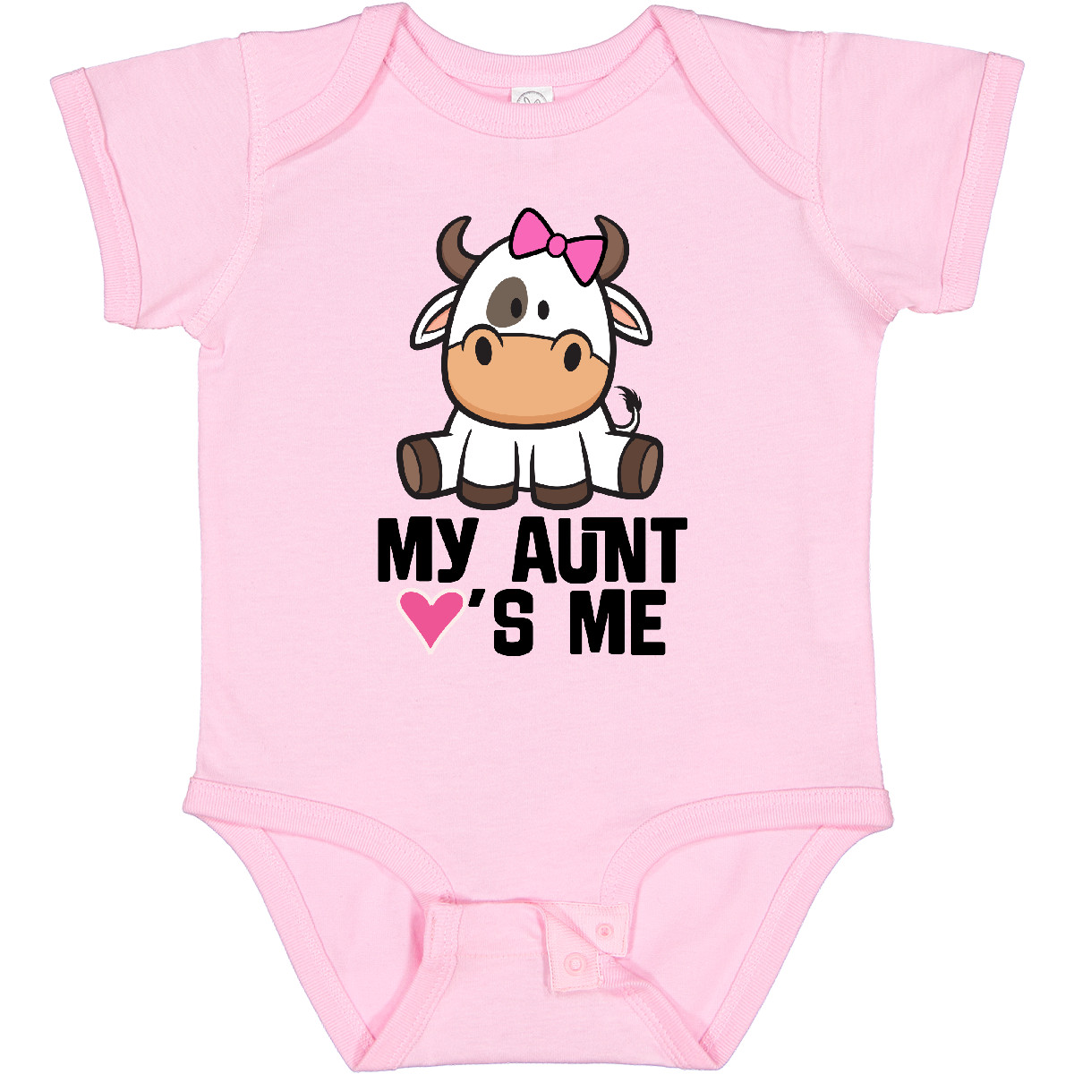 Inktastic My Aunt Loves Me Girl Cow Baby Bodysuit Auntie From One-piece Infant - Photo 8/9