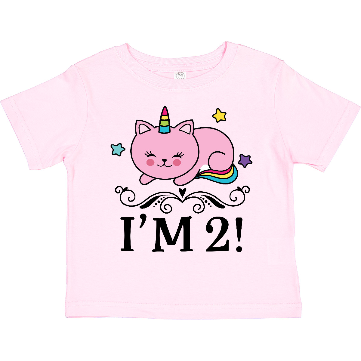 Inktastic 2nd Birthday Cat Unicorn Girls Toddler T-Shirt Year Old 2 Childs Party - Picture 7 of 10