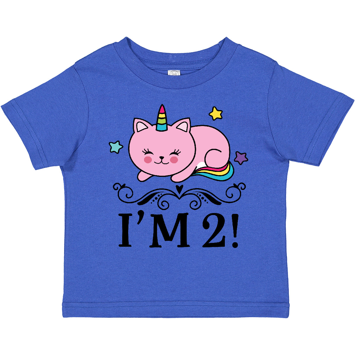 Inktastic 2nd Birthday Cat Unicorn Girls Toddler T-Shirt Year Old 2 Childs Party - Picture 8 of 10