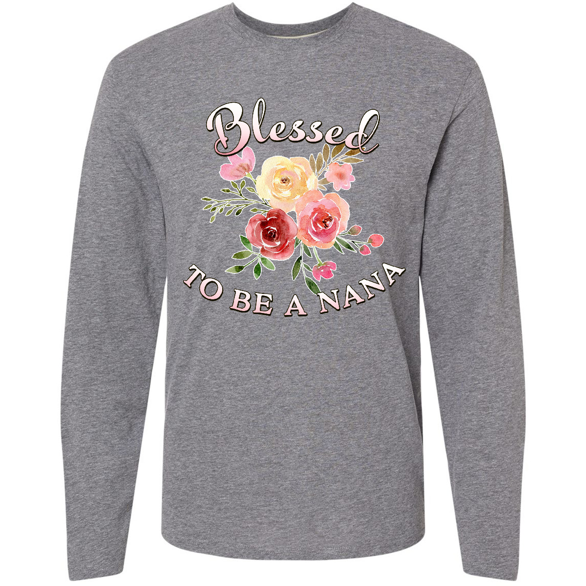 Inktastic Blessed To Be A Nana- Flowers Long Sleeve T-Shirt Mothers Day Grandma - Picture 4 of 6