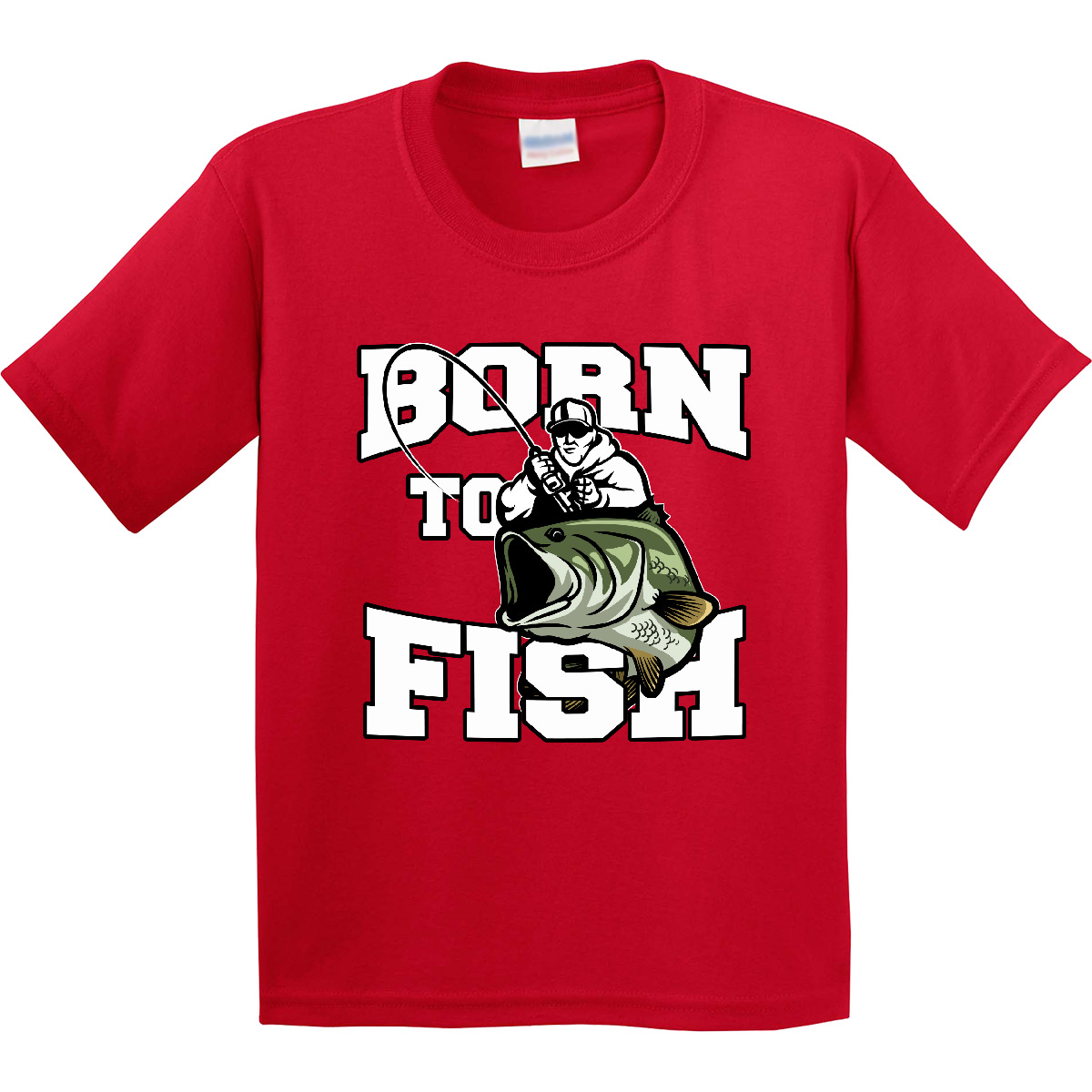 Inktastic Born To Fish Youth T-Shirt Fishing Fisherman Bass Fly Tee Kids Child - Picture 8 of 12