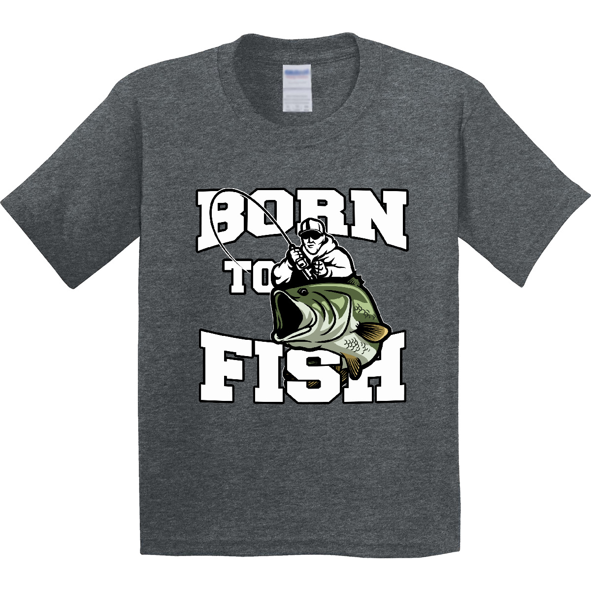 Inktastic Born To Fish Youth T-Shirt Fishing Fisherman Bass Fly Tee Kids Child - Picture 9 of 12