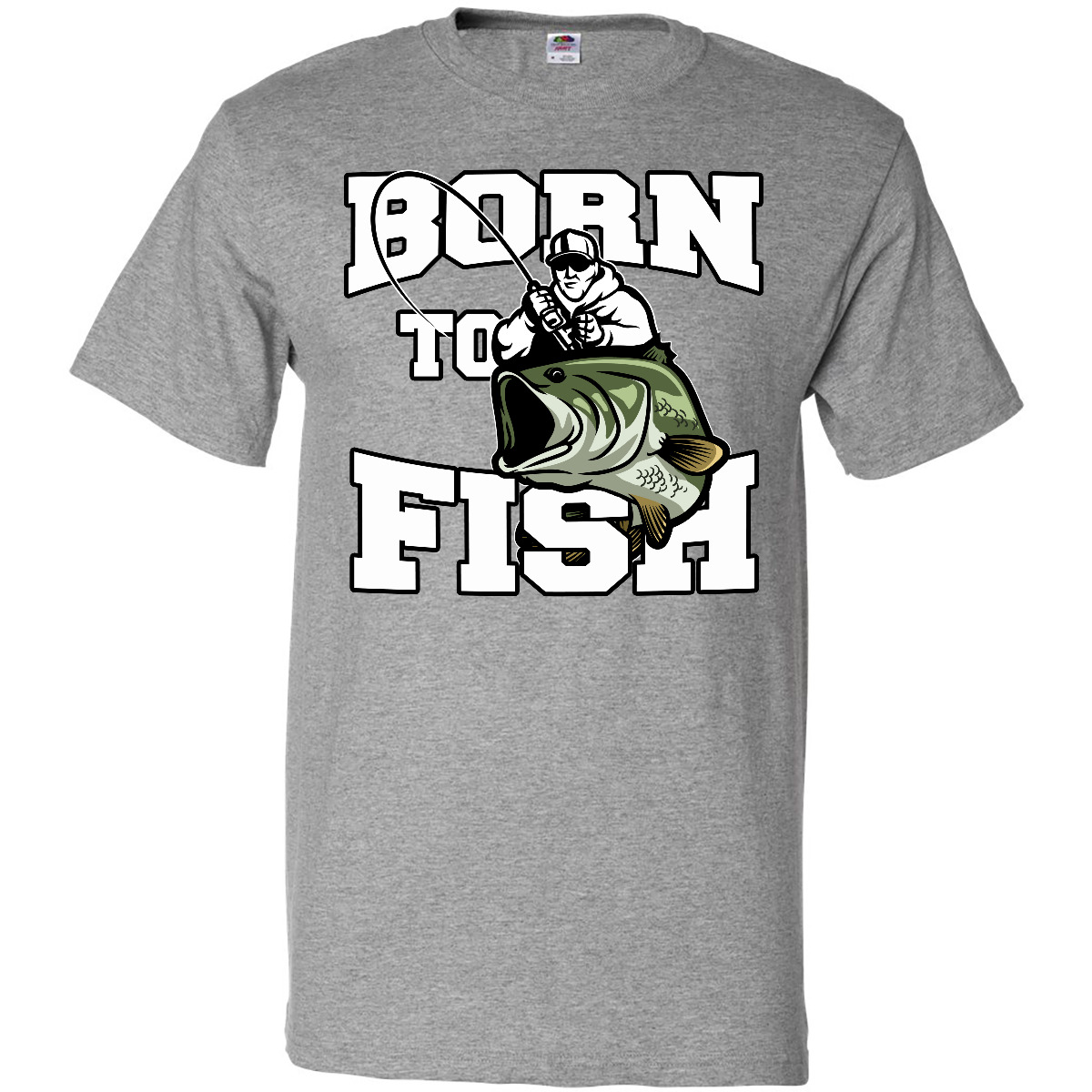Inktastic Born To Fish T-Shirt Fishing Fisherman Bass Fly Mens Adult Clothing - Picture 5 of 13