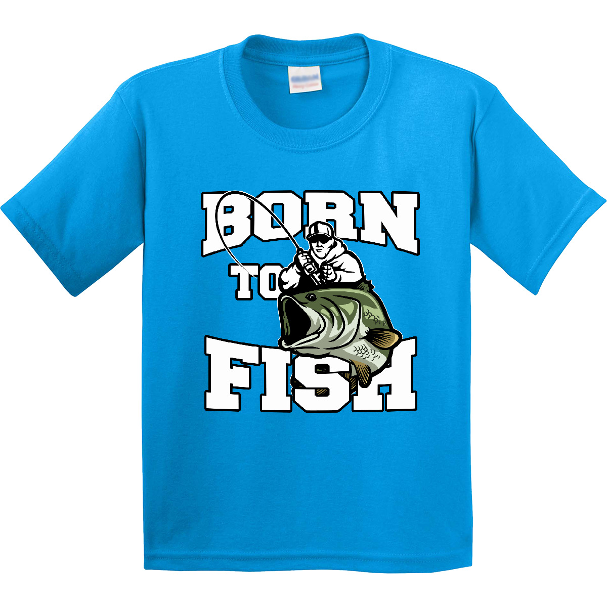 Inktastic Born To Fish Youth T-Shirt Fishing Fisherman Bass Fly Tee Kids Child - Picture 7 of 12