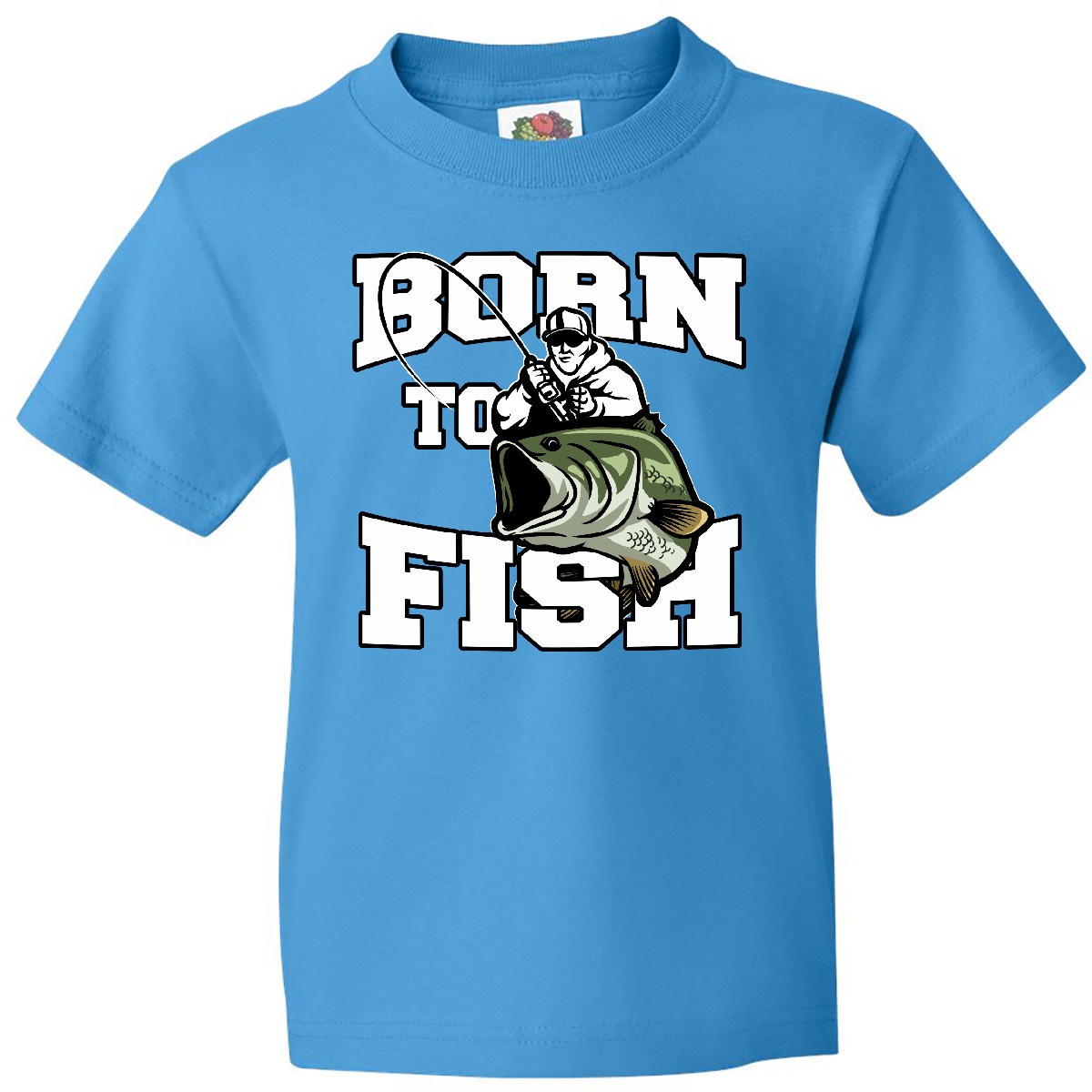 Inktastic Born To Fish Youth T-Shirt Fishing Fisherman Bass Fly Tee Kids Child - Picture 7 of 12