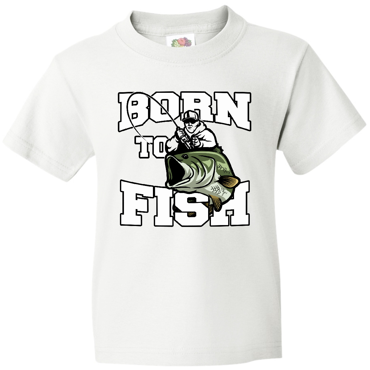 Inktastic Born To Fish Youth T-Shirt Fishing Fisherman Bass Fly Tee Kids Child - Picture 12 of 12