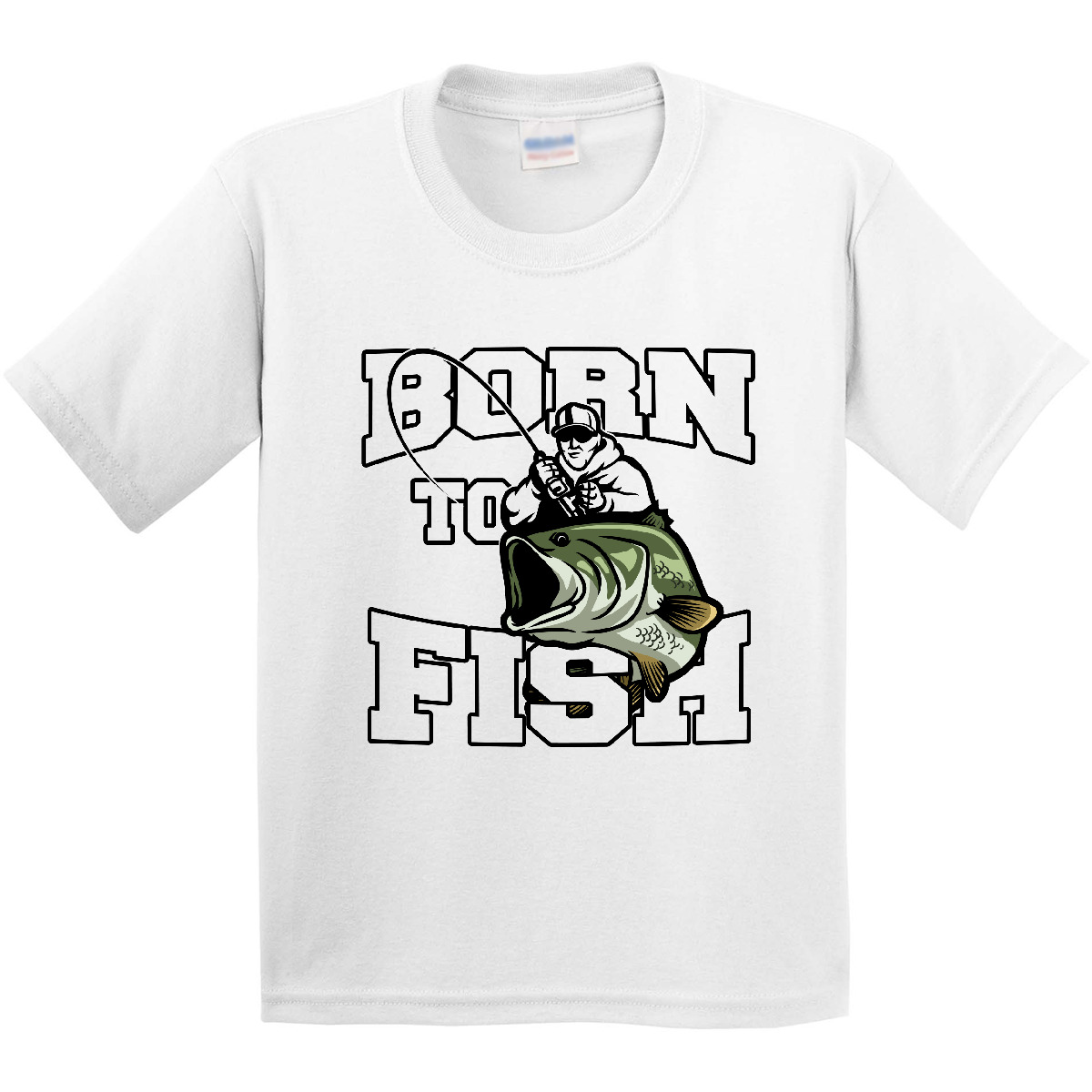 Inktastic Born To Fish Youth T-Shirt Fishing Fisherman Bass Fly Tee Kids Child - Picture 12 of 12