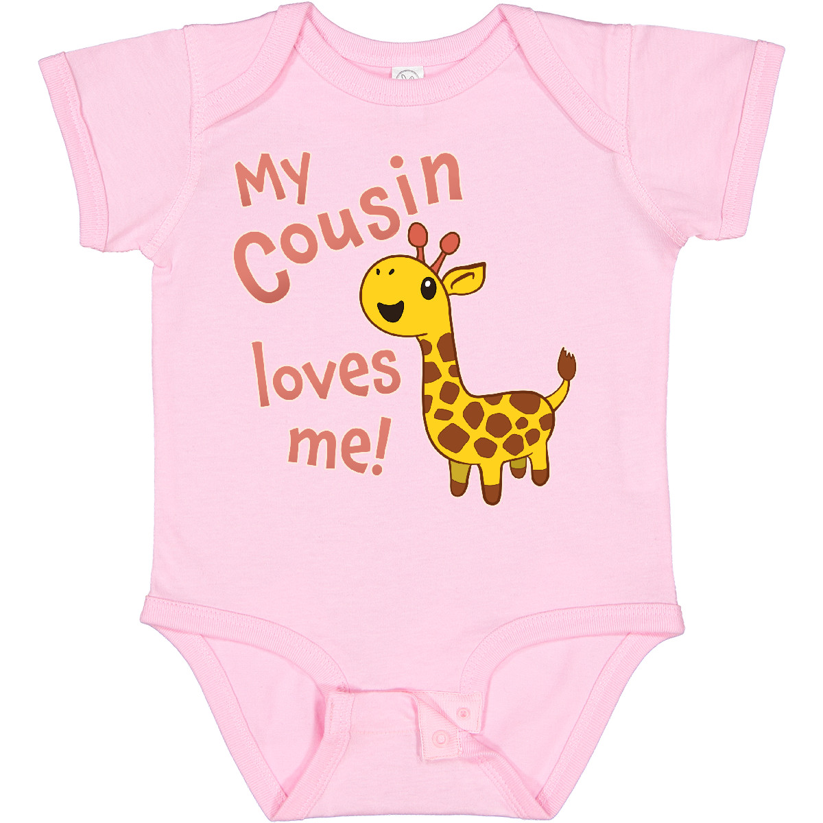 Inktastic My Cousin Loves Me- Cute Giraffe Baby Bodysuit Family
