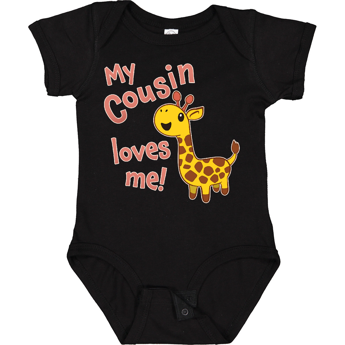 °T Inktastic My Cousin Loves Me- Cute Giraffe Baby Bodysuit Family