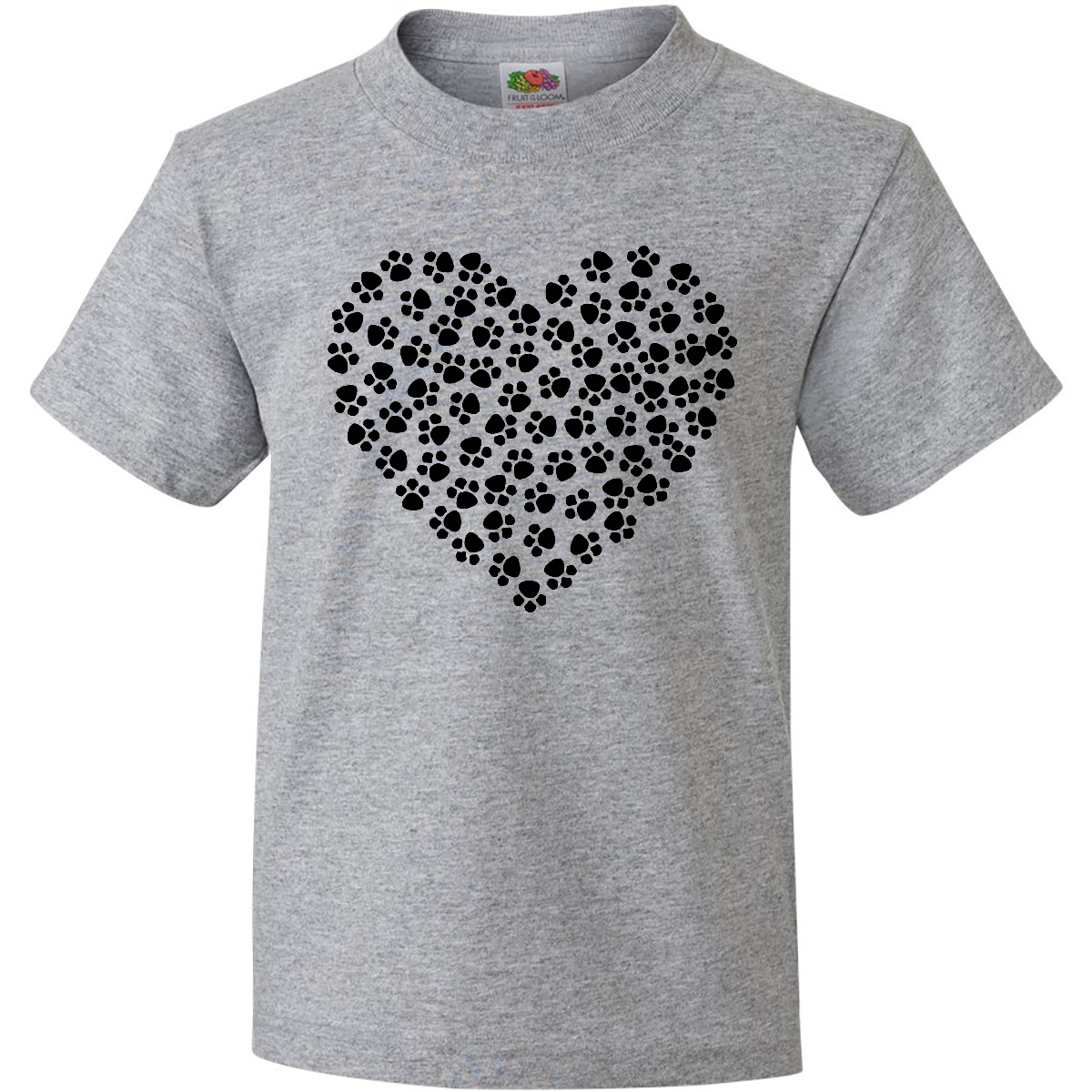 Inktastic Dog Paws, Puppy Paws, Animal Paws, Heart, Pet Youth T-Shirt Black Of - Picture 3 of 9