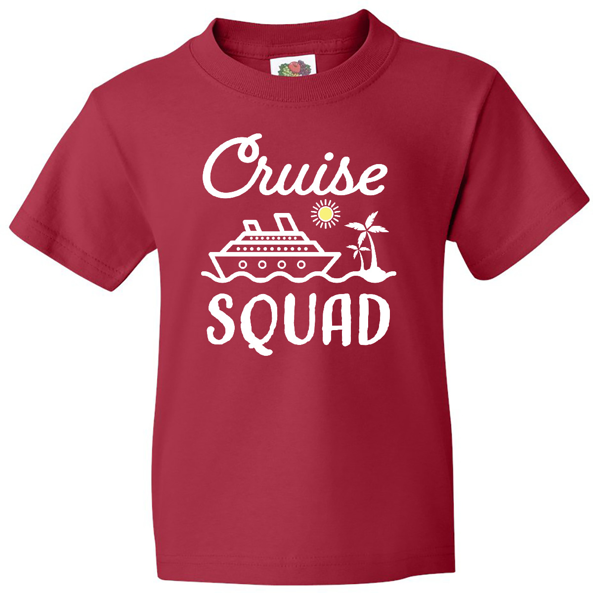 Inktastic Cruise Squad With Vector Cruise Ship And Palm Trees Youth T-Shirt Gift - Picture 7 of 10