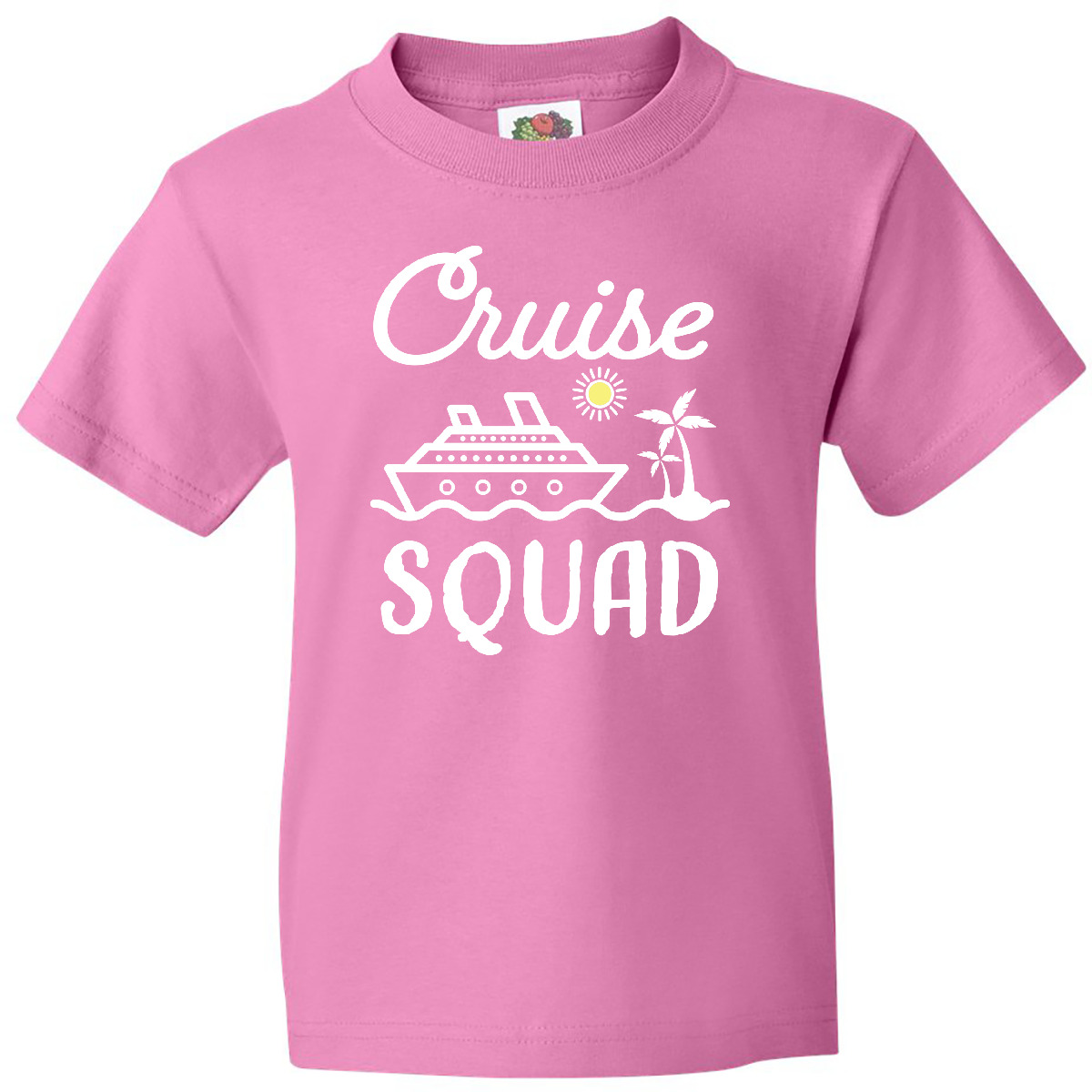 Inktastic Cruise Squad With Vector Cruise Ship And Palm Trees Youth T-Shirt Gift - Picture 2 of 10