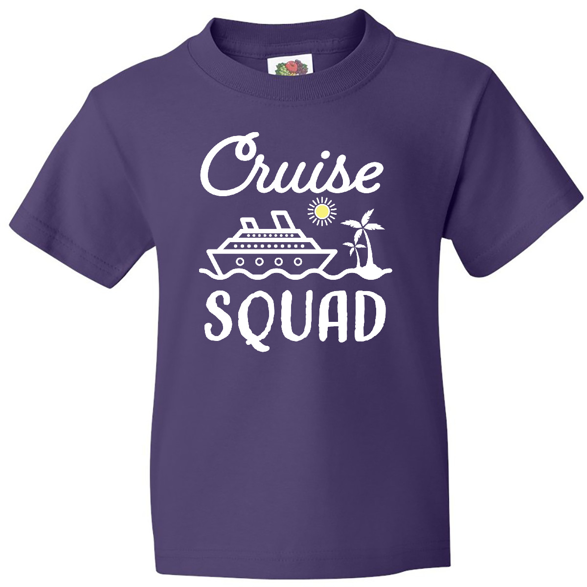 Inktastic Cruise Squad With Vector Cruise Ship And Palm Trees Youth T-Shirt Gift - Picture 6 of 10