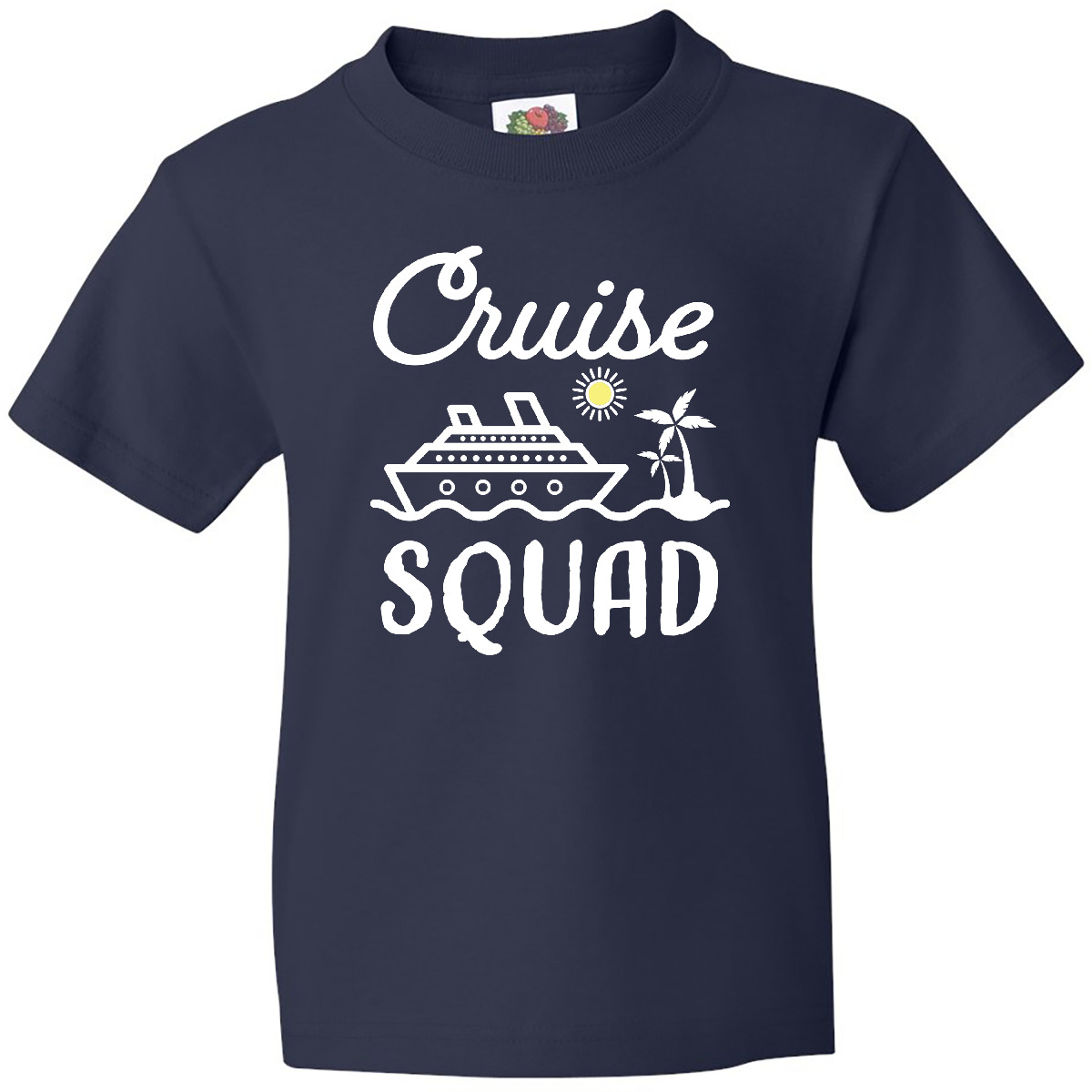 Inktastic Cruise Squad With Vector Cruise Ship And Palm Trees Youth T-Shirt Gift - Picture 3 of 10