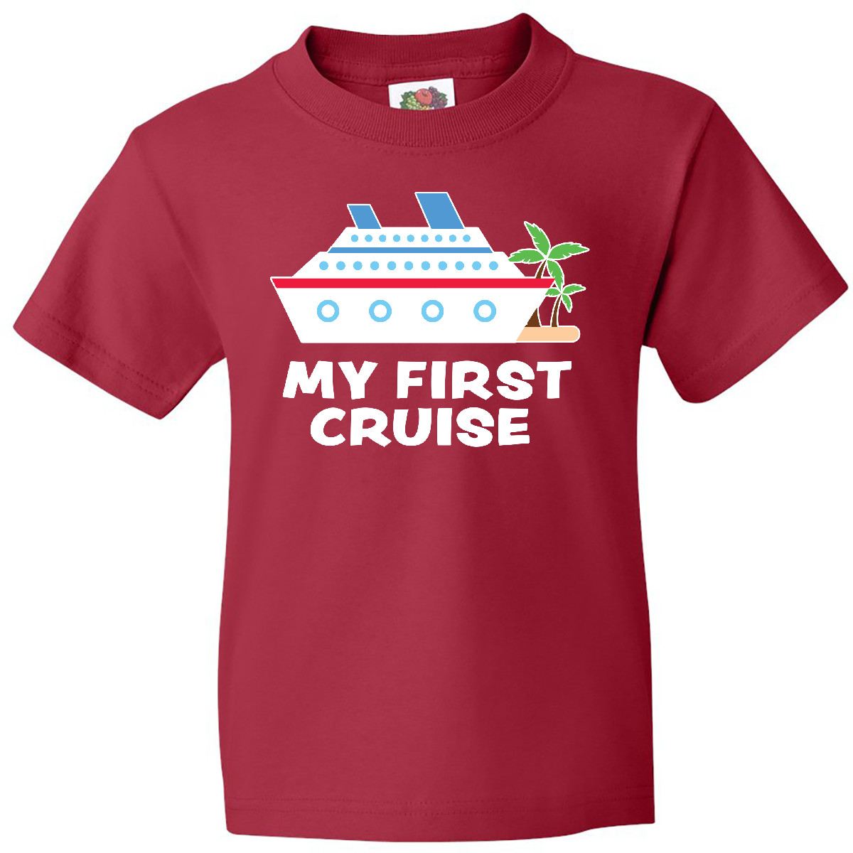 Inktastic My First Cruise With Cruise Ship And Palm Trees Youth T-Shirt 1st Sun - Picture 7 of 10