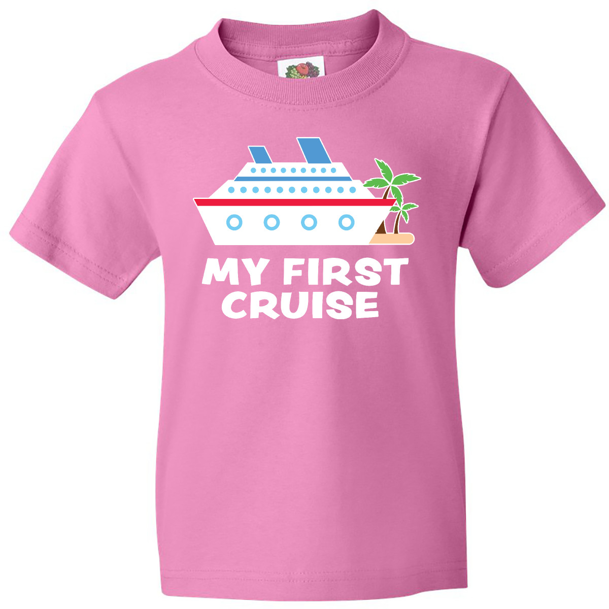 Inktastic My First Cruise With Cruise Ship And Palm Trees Youth T-Shirt 1st Sun - Picture 2 of 10