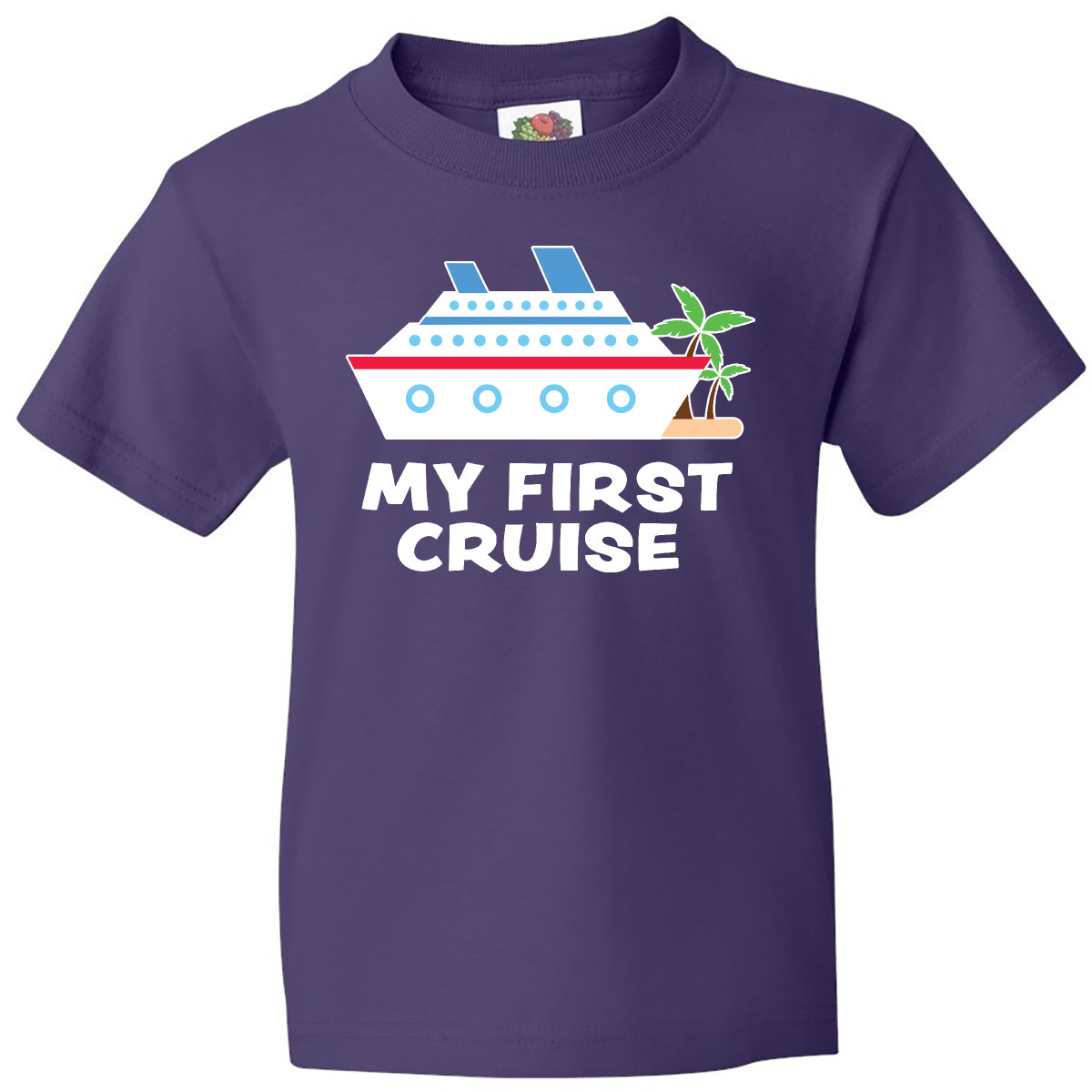 Inktastic My First Cruise With Cruise Ship And Palm Trees Youth T-Shirt 1st Sun - Picture 6 of 10