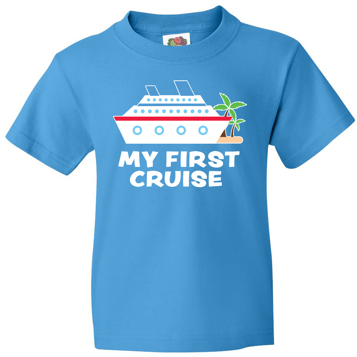 Inktastic My First Cruise With Cruise Ship And Palm Trees Youth T-Shirt 1st Sun - Picture 5 of 10