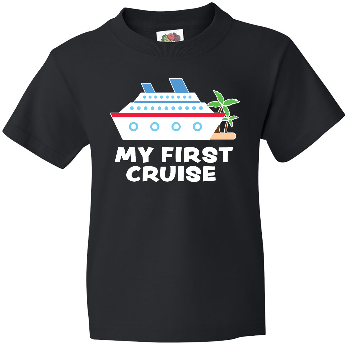 Inktastic My First Cruise With Cruise Ship And Palm Trees Youth T-Shirt 1st Sun - Picture 3 of 10