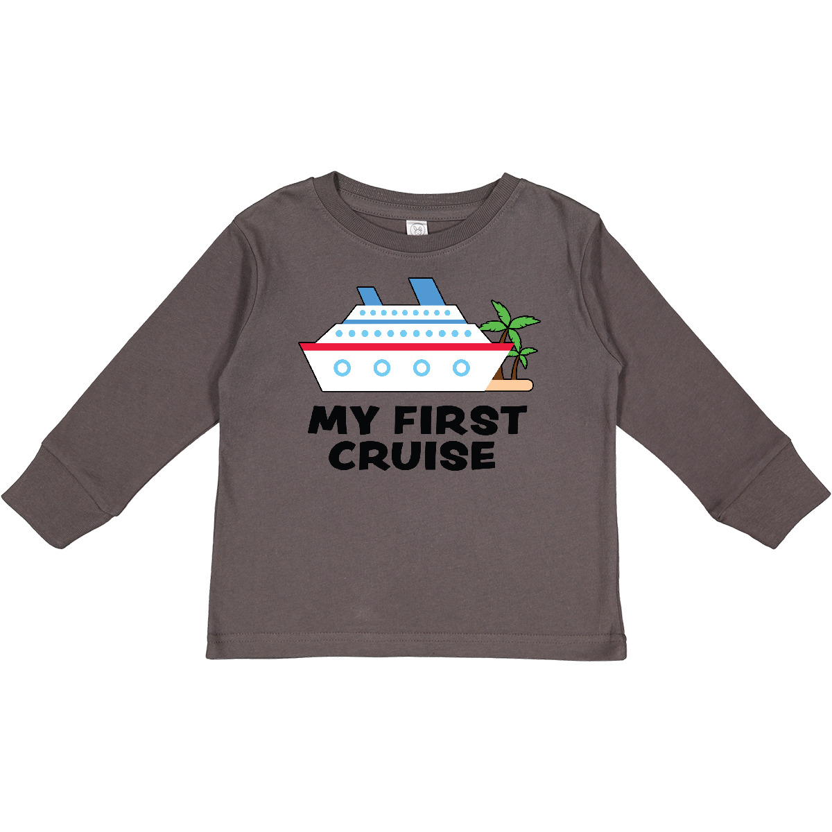 Inktastic My First Cruise With Cruise Ship And Palm Toddler Long Sleeve T-Shirt - Picture 3 of 9