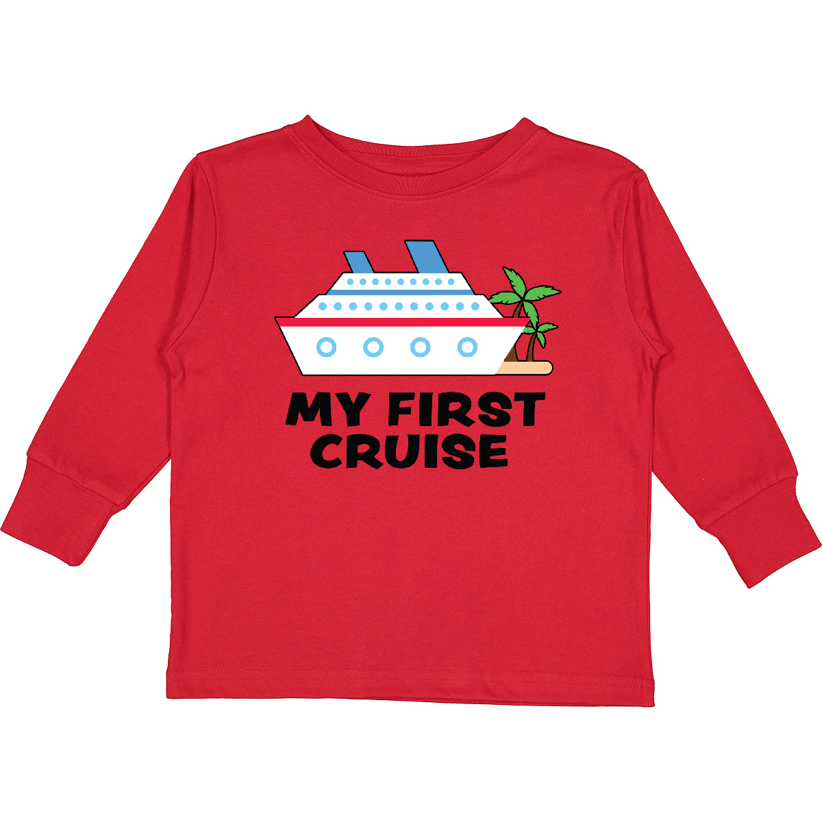 Inktastic My First Cruise With Cruise Ship And Palm Toddler Long Sleeve T-Shirt - Picture 7 of 9