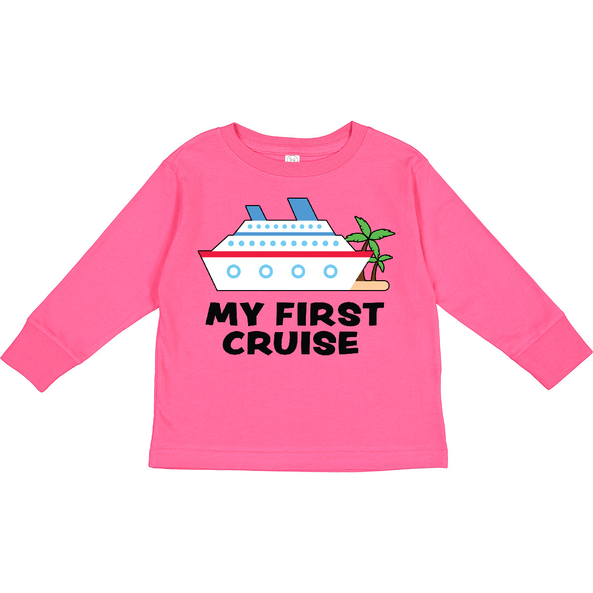 Inktastic My First Cruise With Cruise Ship And Palm Toddler Long Sleeve T-Shirt - Picture 4 of 9