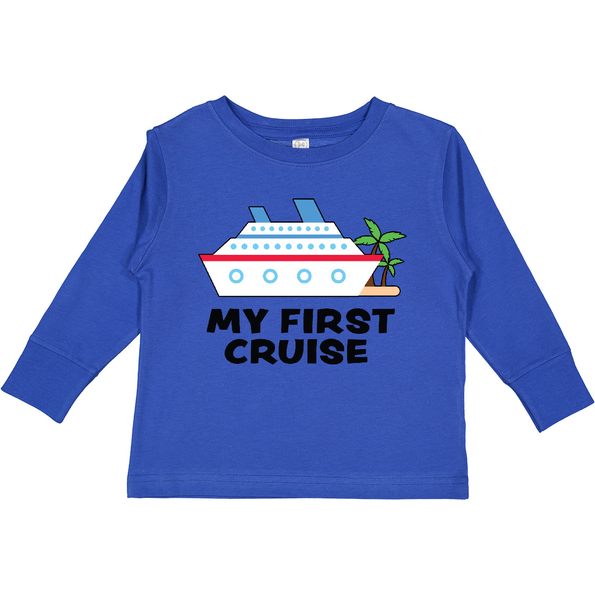 Inktastic My First Cruise With Cruise Ship And Palm Toddler Long Sleeve T-Shirt - Picture 8 of 9