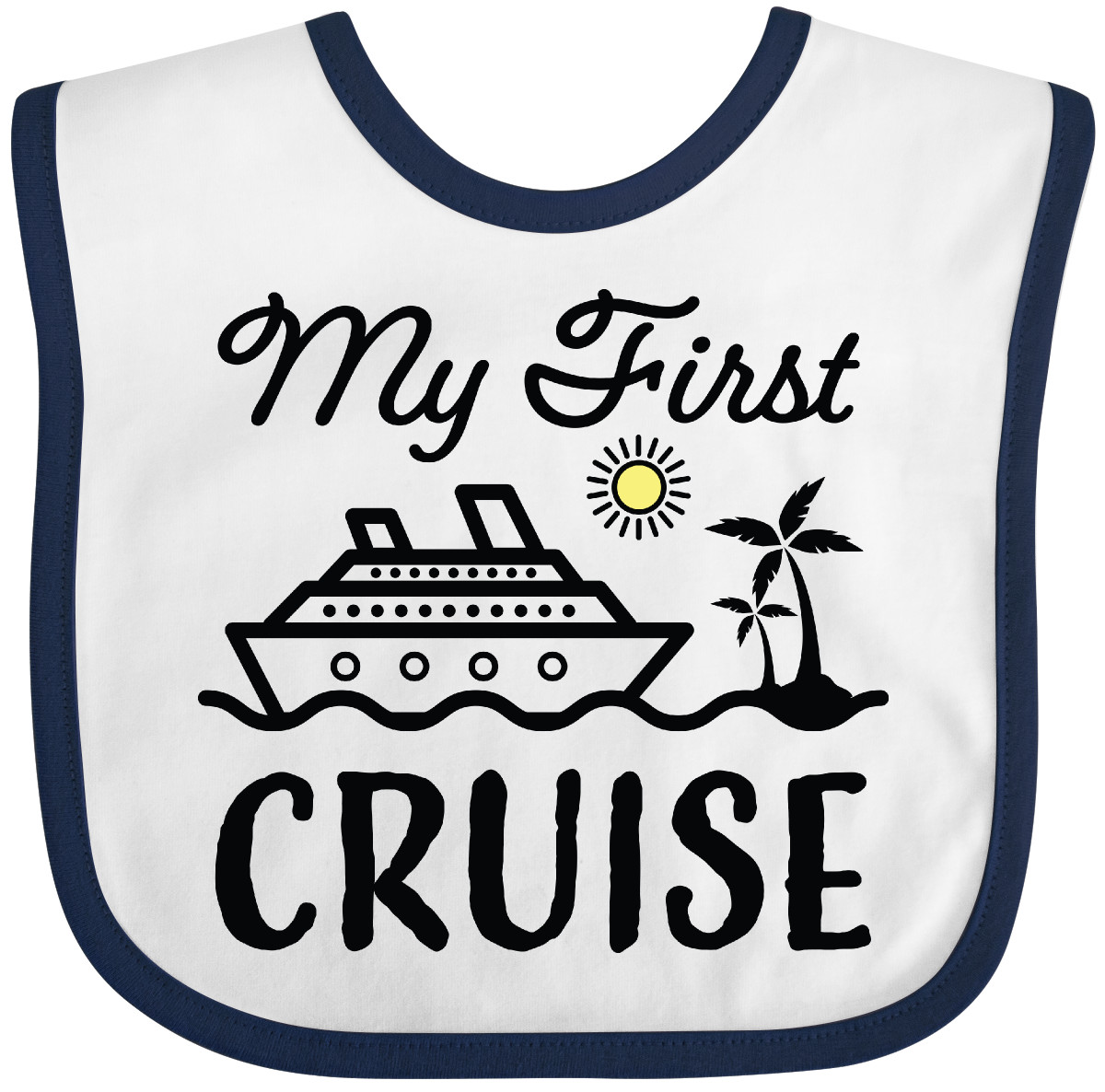 Inktastic My First Cruise With Cruise Ship And Palm Trees Baby Bib 1st Vacation - Picture 10 of 12