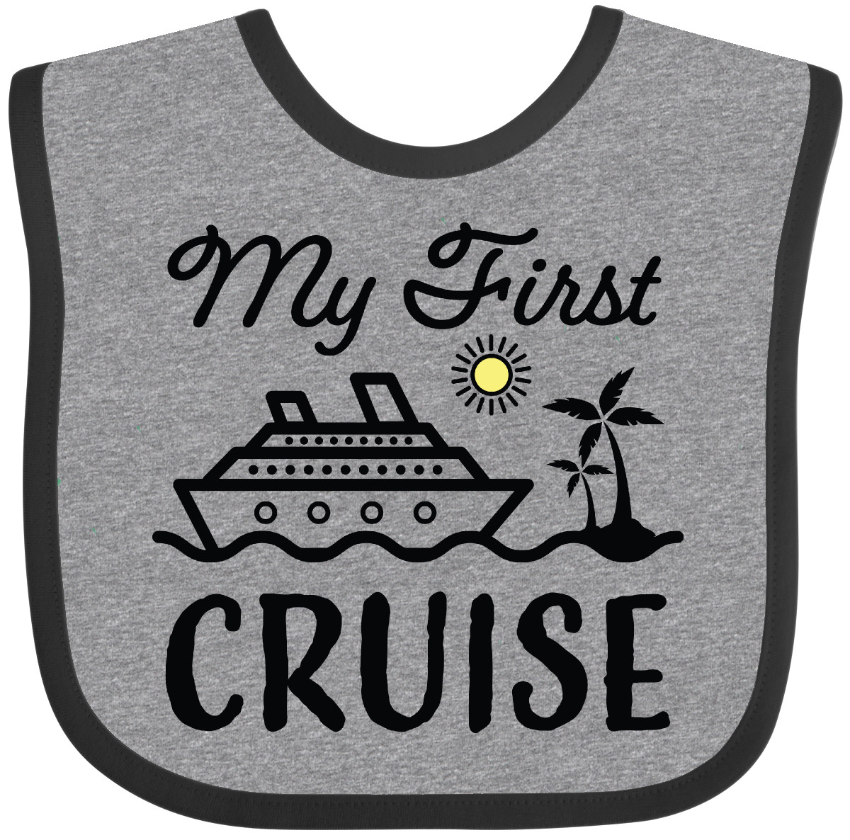 Inktastic My First Cruise With Cruise Ship And Palm Trees Baby Bib 1st Vacation - Picture 3 of 12
