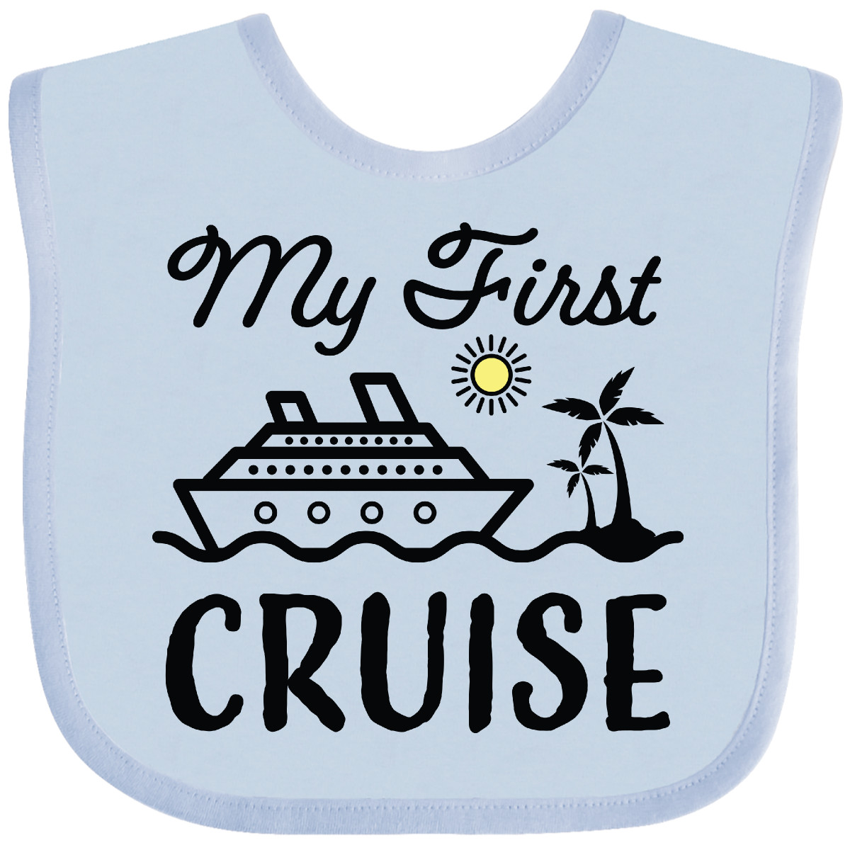 Inktastic My First Cruise With Cruise Ship And Palm Trees Baby Bib 1st Vacation - Picture 5 of 12