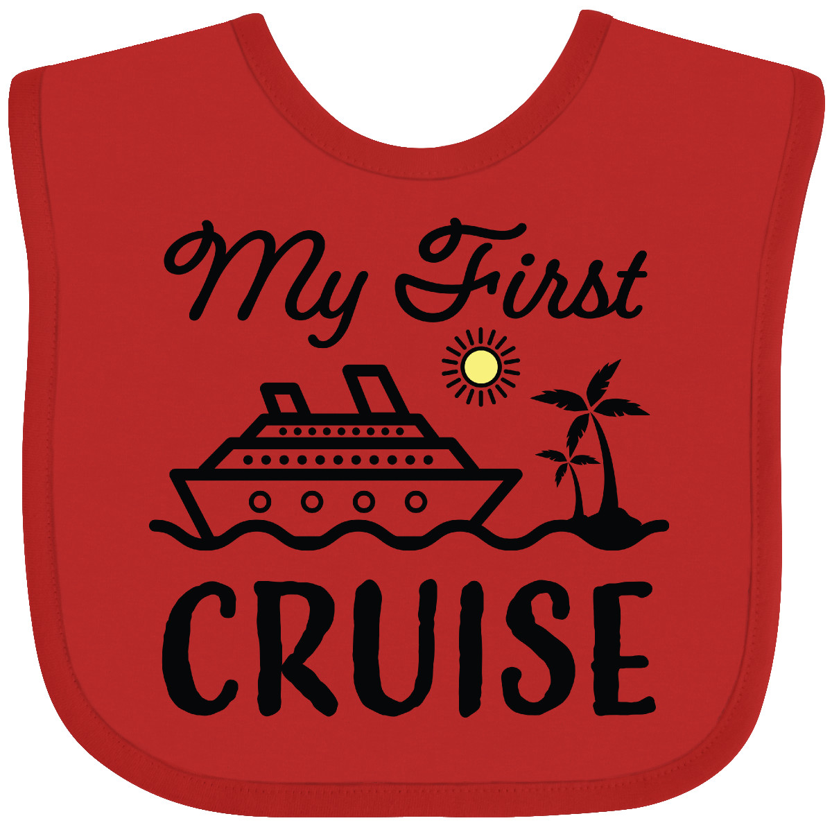 Inktastic My First Cruise With Cruise Ship And Palm Trees Baby Bib 1st Vacation - Picture 6 of 12